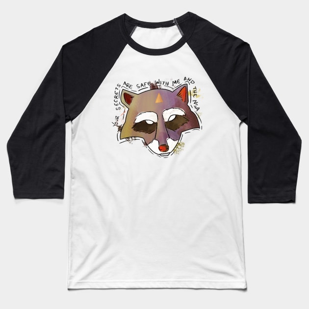 NSA Raccoon Baseball T-Shirt by 📼Creepe💀Paper🕶️